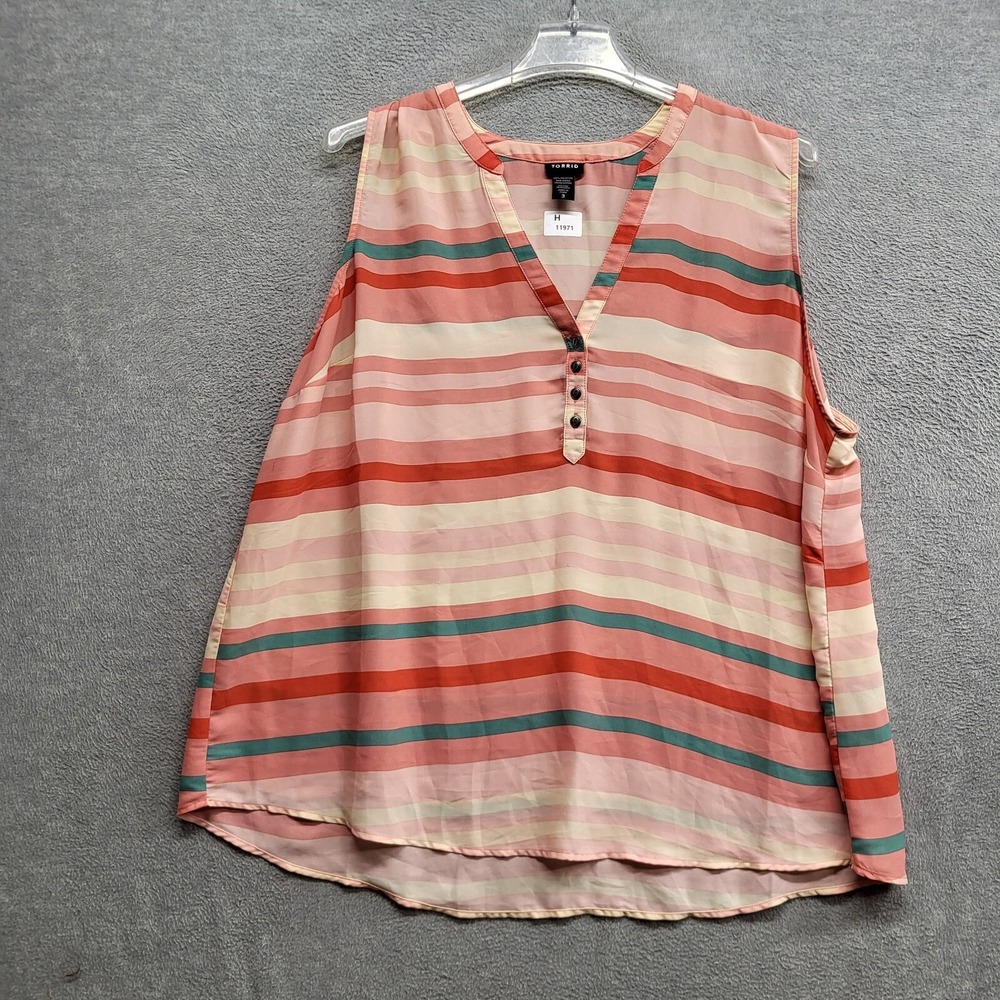 Torrid Women Top 3 Pink Striped Tunic Blouse Sleeveless Popover Pullover